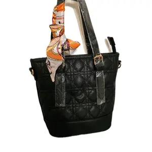 Black Women's Handbag with Adjustable Strap, Quilted Design, Ideal for Everyday Use