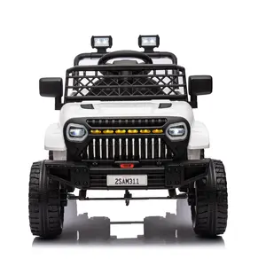 GARVEE 12V Battery-Powered Electric Toddler Ride-On Truck Toy - Ride on Car, Remote Control, 4-Wheel Suspension, Battery Display, LED Lights, Music Playback, Outdoor Play, White
