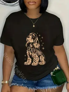 100% Cotton Floral Whimsical Cocker Spaniel Spaniels T-Shirt