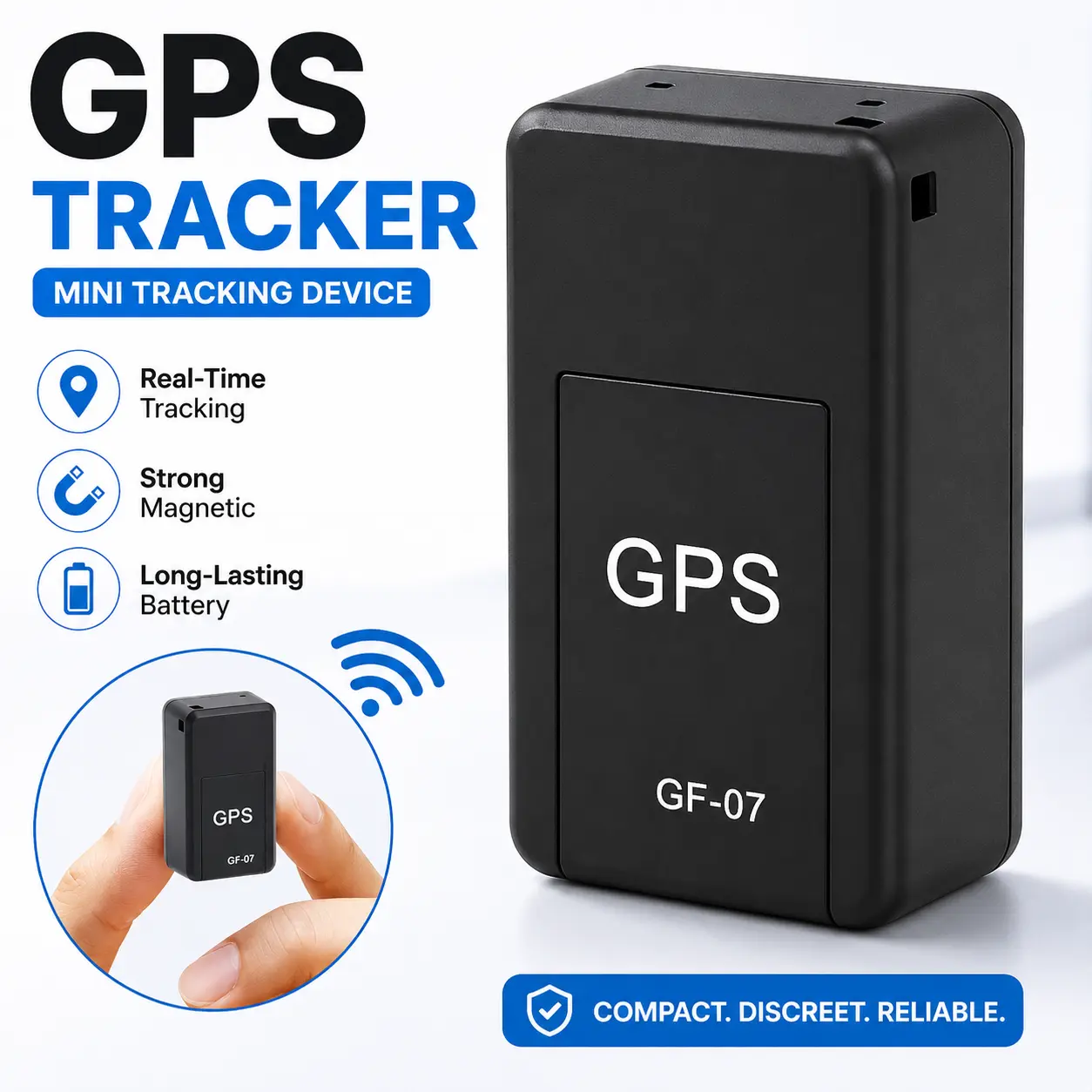 GF07 Magnetic Mini GPS Tracker for Real-Time Asset Tracking -Anti-Lost Device for Cars, Kids & Pets