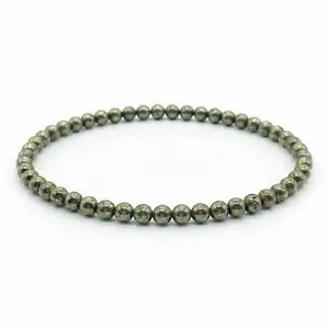 Pyrite Stretch Bracelet 4mm — Wealth, Confidence &amp; Solar Plexus Crystal Jewelry