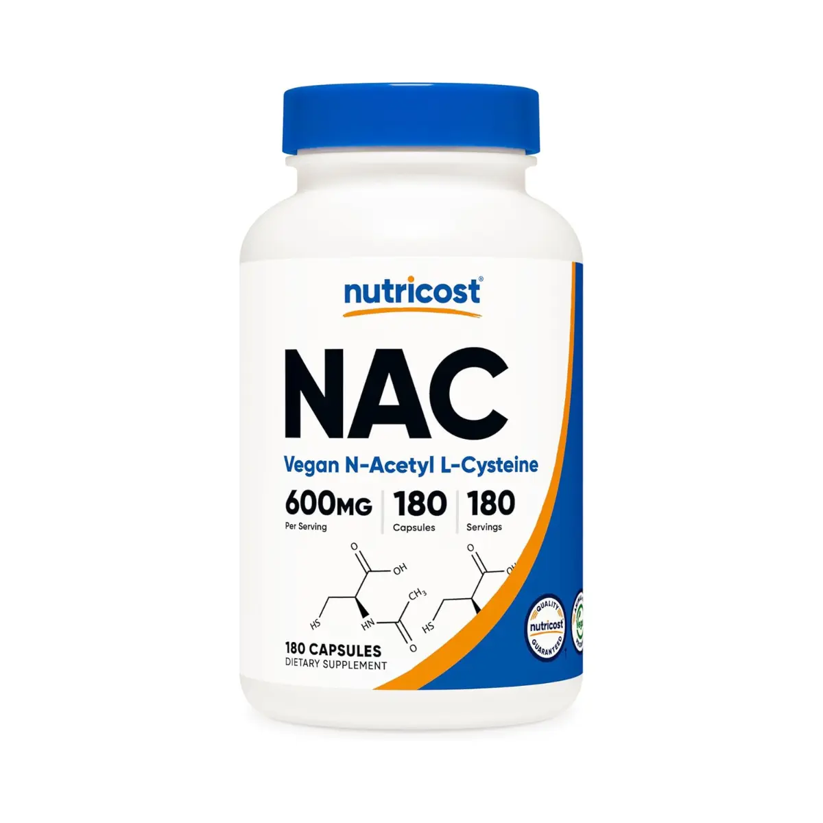 Nutricost N-Acetyl L-Cysteine (NAC) 600mg, 180 Capsules - Non-GMO, Gluten Free
