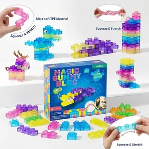 1 box of 40-piece jelly-style building blocks—a stress-relieving, educational, transparent, soft silicone toy for children that promotes fine motor skills and creativity. Ideal for parent-child interaction and helping children develop concentration.Boxed