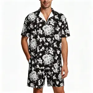 Men's 2-Piece Hawaiian Shirt & Shorts Set Short Sleeve Tropical Summer Beach Vacation Outfit Casual Lightweight Quick Dry XS-5XL Perfect for Pool Parties, Surf Trips, Resort Holidays, Outdoor BBQs, and Summer Festivals