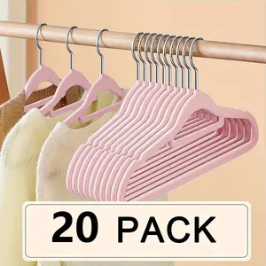 Thickened and durable flocked non-slip hangers, leave no marks or bulges when hanging clothes in the wardrobe, suitable for balcony drying, windproof and non-slip, universal for dormitory dressing rooms, space-saving and easy to store