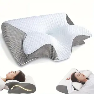 Ergonomic Neck Pillow with Breathable Pillowcase - Soft Contour Design for Comfortable Cooling Sleep - Orthopedic Support for Side, Back, and Stomach Sleepers