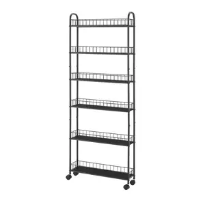 6-Tier Slim Rolling Cart with Locking Wheels | 6" Ultra-Narrow Storage Organizer for Kitchen, Bathroom, Office & Tight Spaces Metal Racks