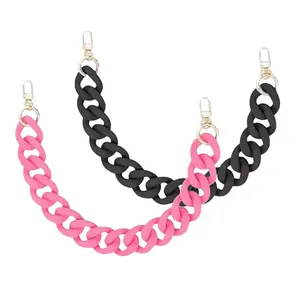 1 Pc Black Pink Acrylic Purse Chain Handbag Strap, Chain Strap Replacement, Adjustable Purse Chain Handles for Shoulder Bags, Clutch Purse DIY Crafts