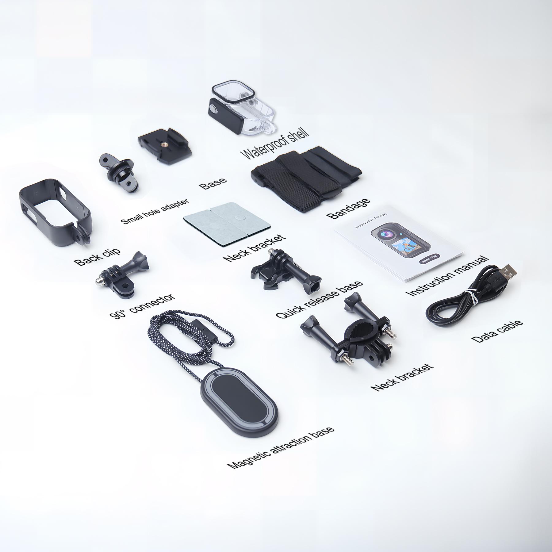 RyStar 4K 60FPS 30MP Dual LCD Touch Screen Action Camera 128GB Waterproof Underwater Camera 5X Zoom Remote Control Body Worn Cam