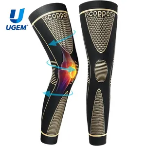 UGEM Copper Full Leg Sleeves Long Compression Leg Sleeve Knee Sleeves Protect Leg for Knee Pain Relief, Workout and Sports