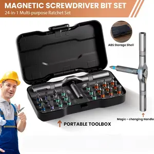 24-in-1 Magnetic Ratchet Screwdriver Set with S2 Steel Bits & Flexible Shaft, Multi-Bit Kit for Furniture Assembly, Precision Electronics Repair, Bike Maintenance, Portable DIY Hand Tool