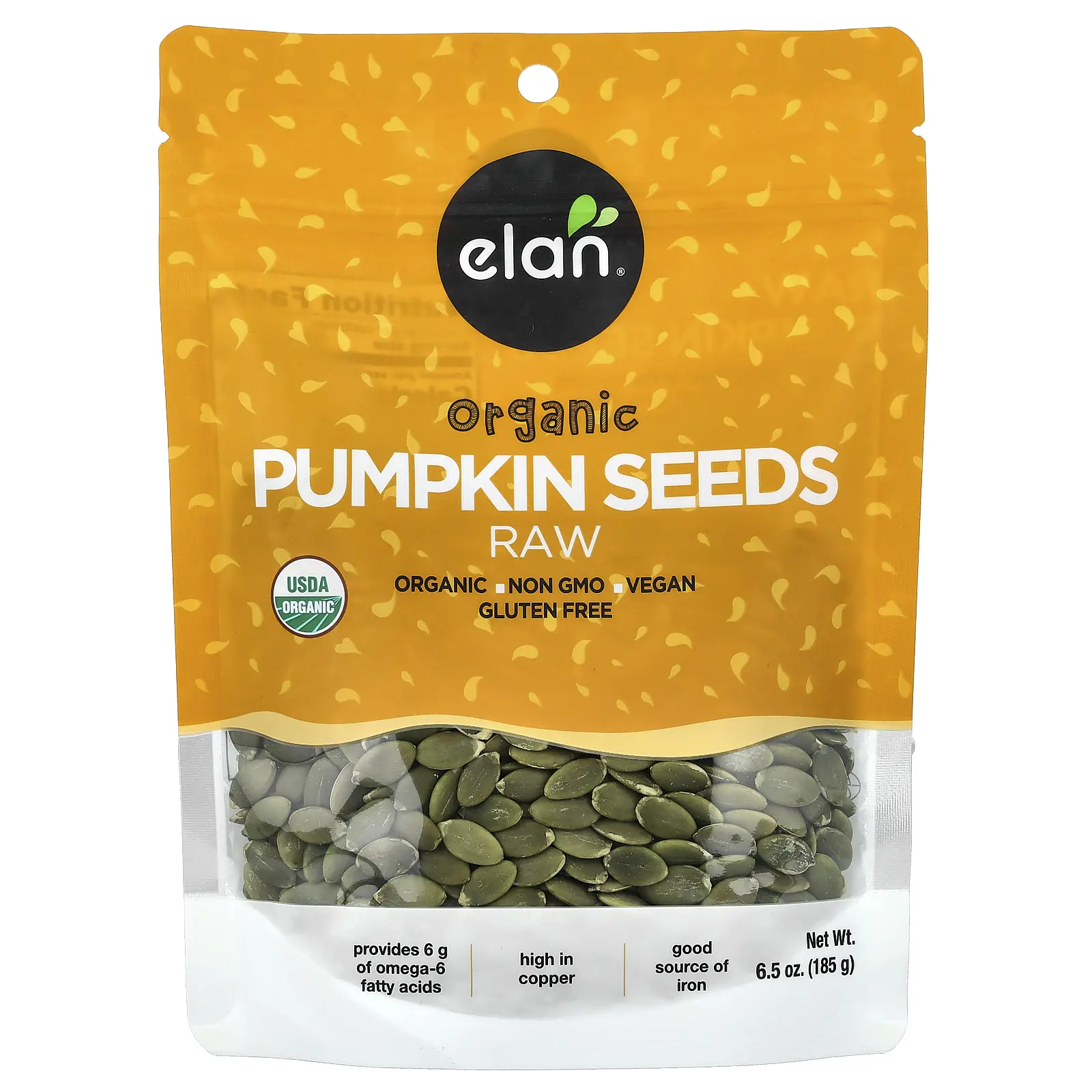 Elan Organic Pumpkin Seeds, Raw , 6.5 oz (185 g)