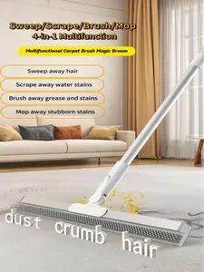 Multifunctional 4-in-1 Magic Broom | Floor Scraper & Hair Sweeper Brush for Kitchen, Bathroom & Carpet