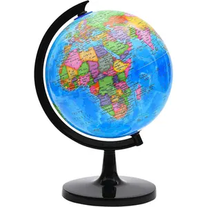 World Globe for Kids Learning, 8 inch Interactive Spinning Earth Globe for Children with Stand, Self-Assembled World Globes for Educational Geography Decorative Kids Room, Classroom, Adults Office