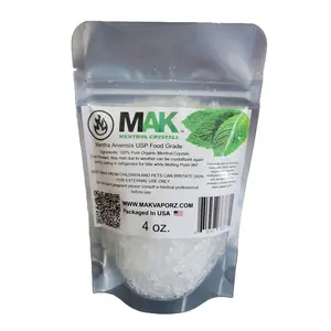 Mak Menthol Crystal 4 oz Pure Organic 100% Natural Menthol Crystals from Mint Crystal Mentha Arvensis Resealable Standup Bag Long-Lasting Freshness Aroma