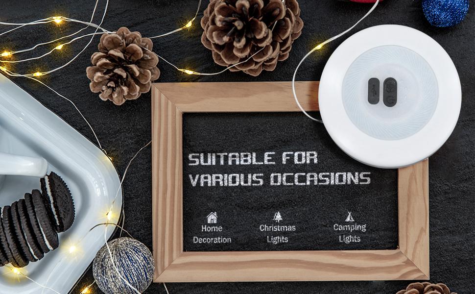 XTAUTO 1-Pack 32.8FT Rechargeable Waterproof LED Camping String Light Portable Hanging Lights for Outdoor Tent Awning Garden Party Festival Decor LED light Combo Waterproof Camping String Lights Outdoor Tent String Lights