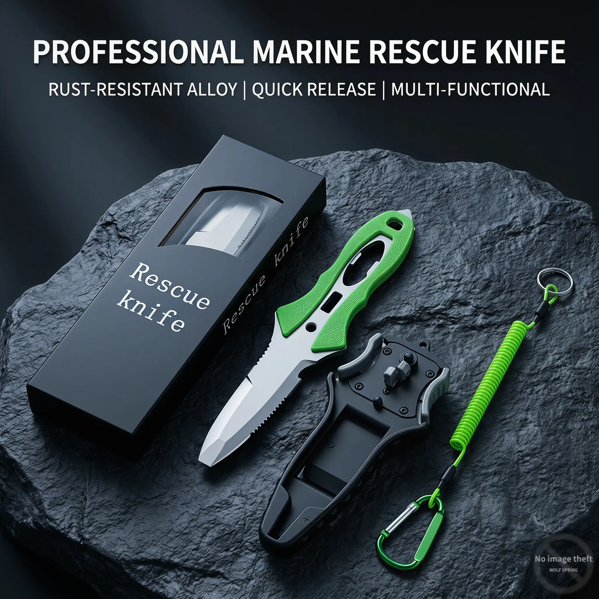 Professional Underwater Rescue Tool, Waterproof Titanium Alloy Coated Survival Gear with Integrated Serrated Edge & Window Breaker for Diving & Automotive Escape, Outdoor Survival Equipment, Versatile Tool