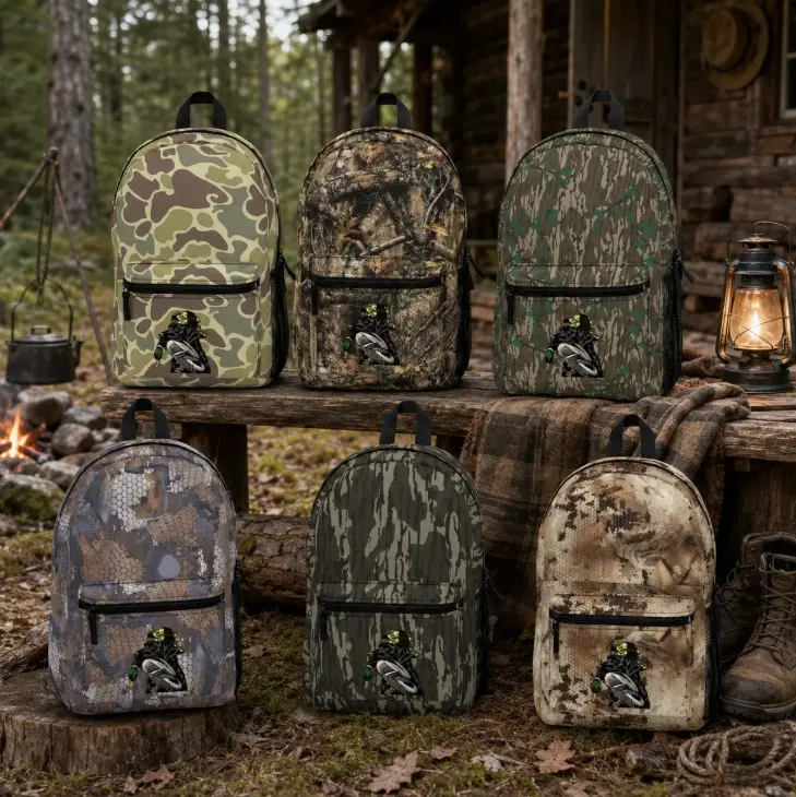 [ Best 2026 ] Black Lab Mallard Duck Hunting Camo Backpack, Mossy Oak Style School Backpack, Waterfowl Hunting Daypack, Outdoor Travel Bag, Backpack for Men Women