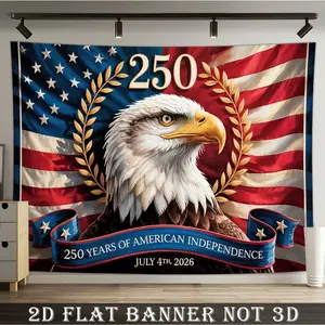 1776-2026 USA 250th Anniversary Independence Day Lightweight Hanging Backdrop Tapestry, Patriotic Banner with Eagle & 250 Design for American Celebration, Outdoor Party & Wall Decor