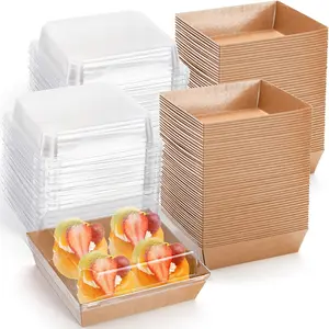 50 Pack Charcuterie Boxes with Clear Lids -Charcuterie Boxes 5 Inch Dessert Boxes for Presenting and Transporting an Assortment of Slice Cakes, Strawberries and Other Delicacies