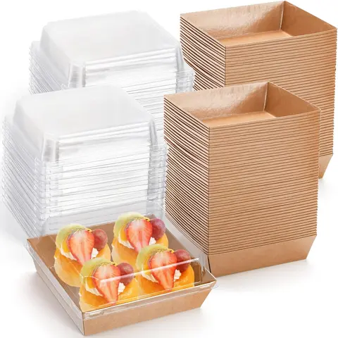 50 Pack Charcuterie Boxes with Clear Lids -Charcuterie Boxes  Dessert Boxes for Presenting and Transporting an Assortment of Slice Cakes, Strawberries and Other Delicacies