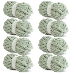 Sage Green Chunky Chenille Yarn for Crocheting, Bulky Thick Fluffy Yarn for Knitting,Super Bulky Chunky Yarn for Hand Knitting Blanket, Soft Plush Yarn, 8 Jumbo Pack (27 yds,8 oz Each Skein),weavable build a bear dark.