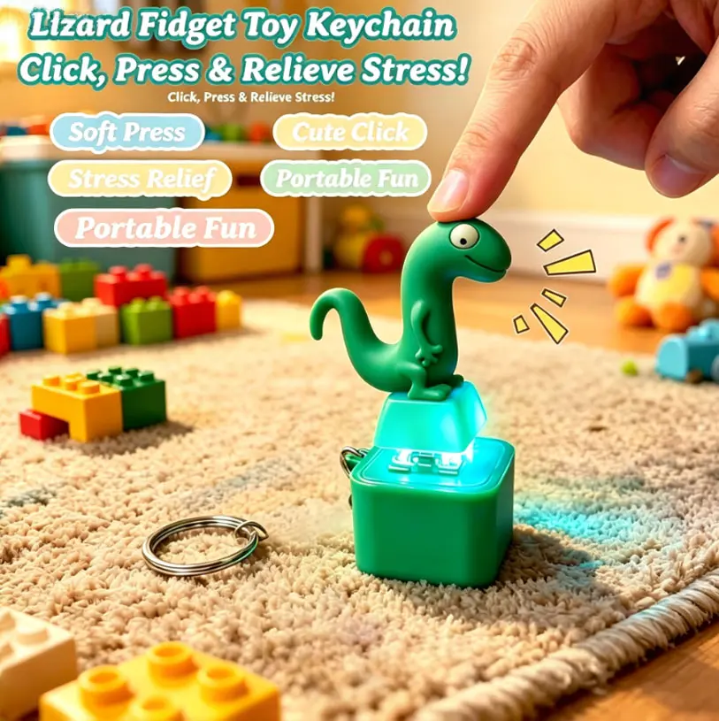 Lizard&Seagull 5PC Button Press Keychain Bundle Set - Color-Changing, Sound Feature | Home Decor Hanging Supply, Perfect Adult Summer Gift