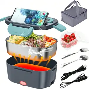 3-in-1 Electric Lunch Box 80W | Fast Heating Lunch Box for Car & Office | Leakproof Thermal Food Box for Table Meals | TikTok Shop Black Friday Find lonche  para  carro Portable Self-Heating Lunch Box