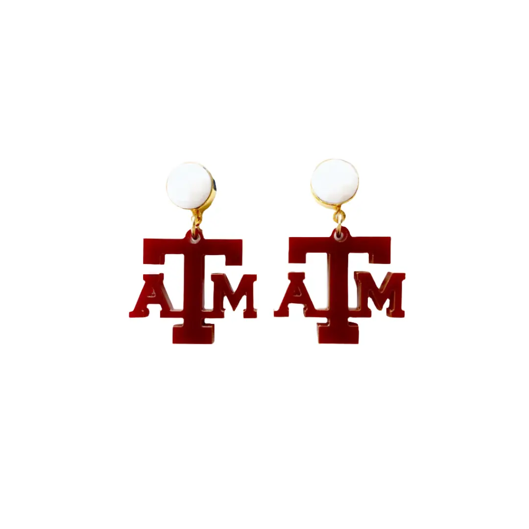 Texas A&M Mini Maroon Earrings – Aggies Acrylic Logo Gameday Jewelry