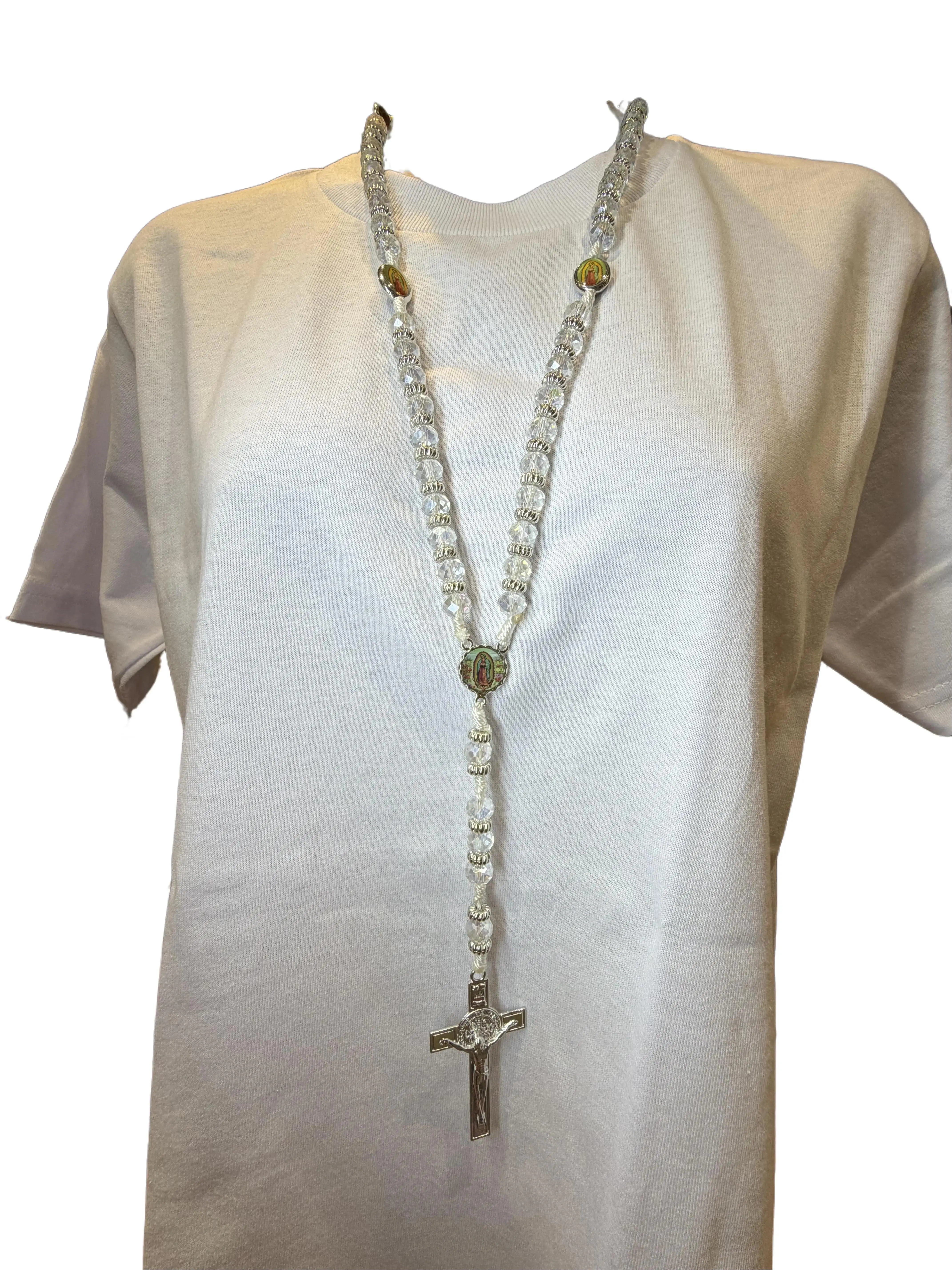 Beaded Religious Virgencita Rosaries, Fashion Accessory, Costume Jewelry Necklace