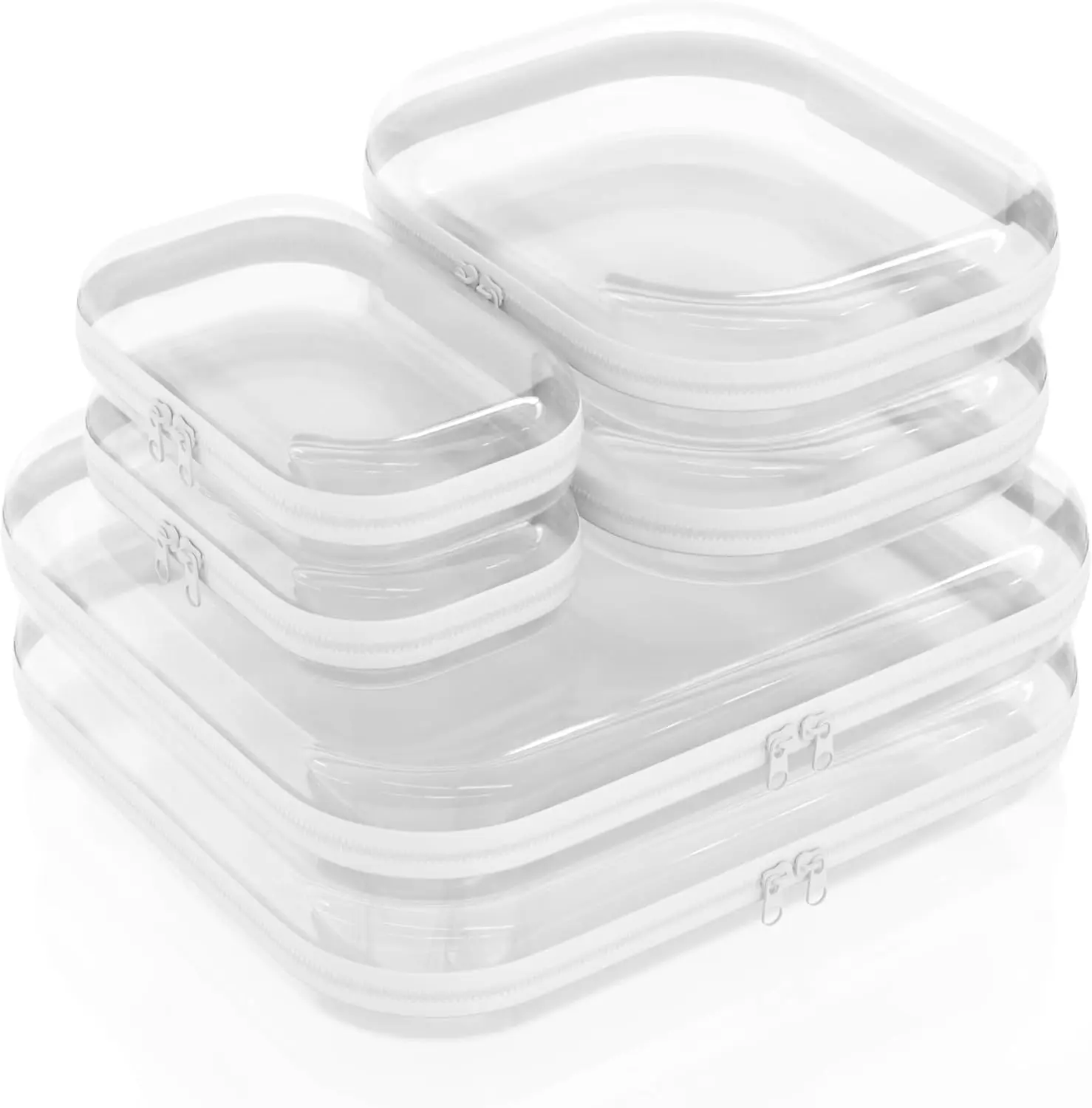 6/3 pcs Clear Zipper Pouches,Hard Shell Zipper Case, Toiletry Bag for Travel, CLear Diaper Bag, Toiletry Pouch, Travel Organizer, Clear Cosmetic Bag,Toy Storage Bins