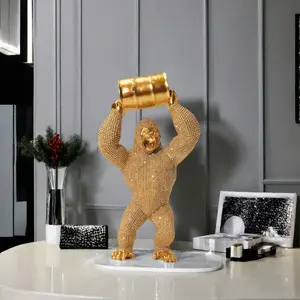 Classic Creative Beaded Resin Gorilla Statue Decoration, Home Living Room Office Desktop Decor, Perfect Holiday Gift