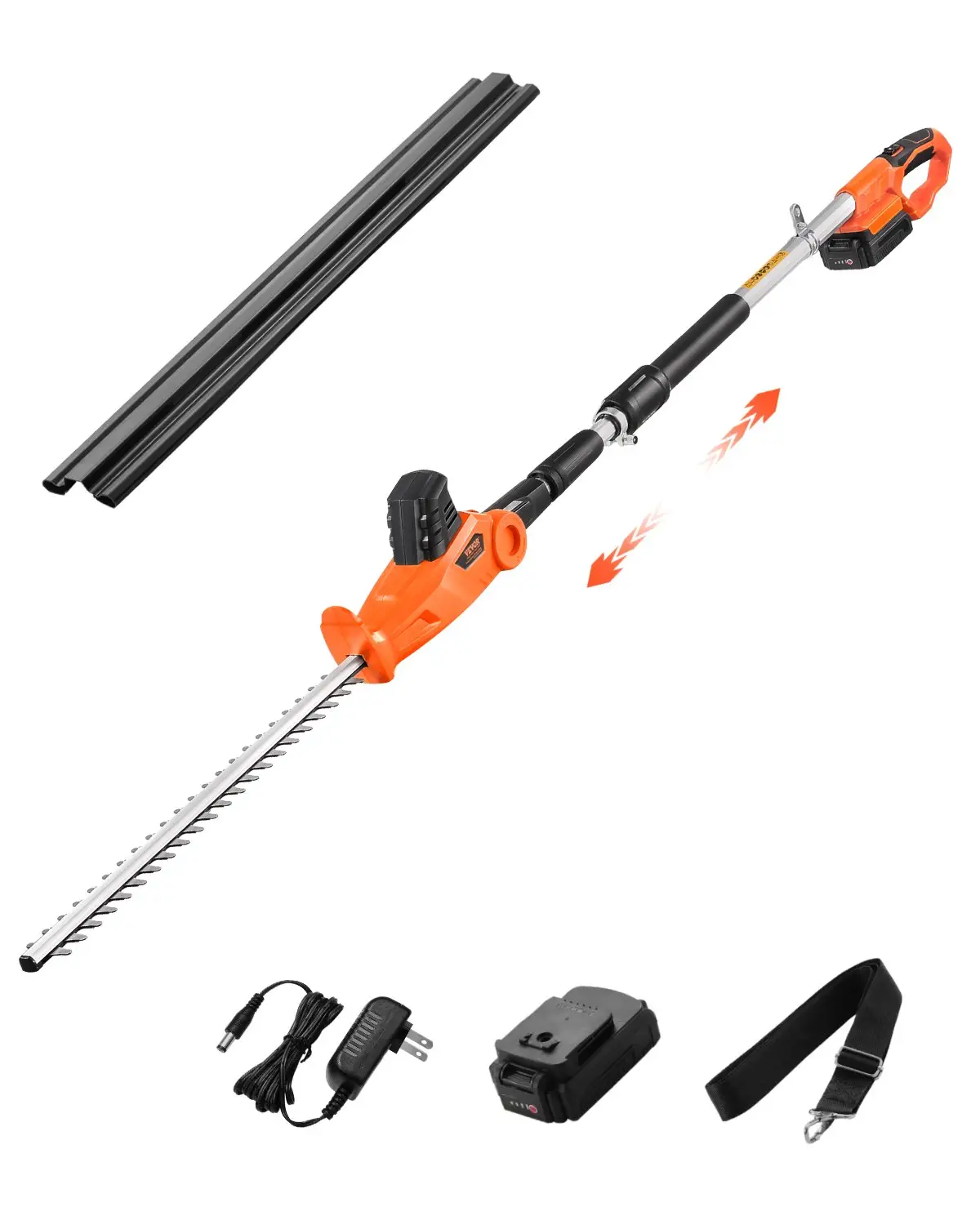 VEVOR Cordless Hedge Trimmer 20V 1200RMP with 20in Extendable Trimmer