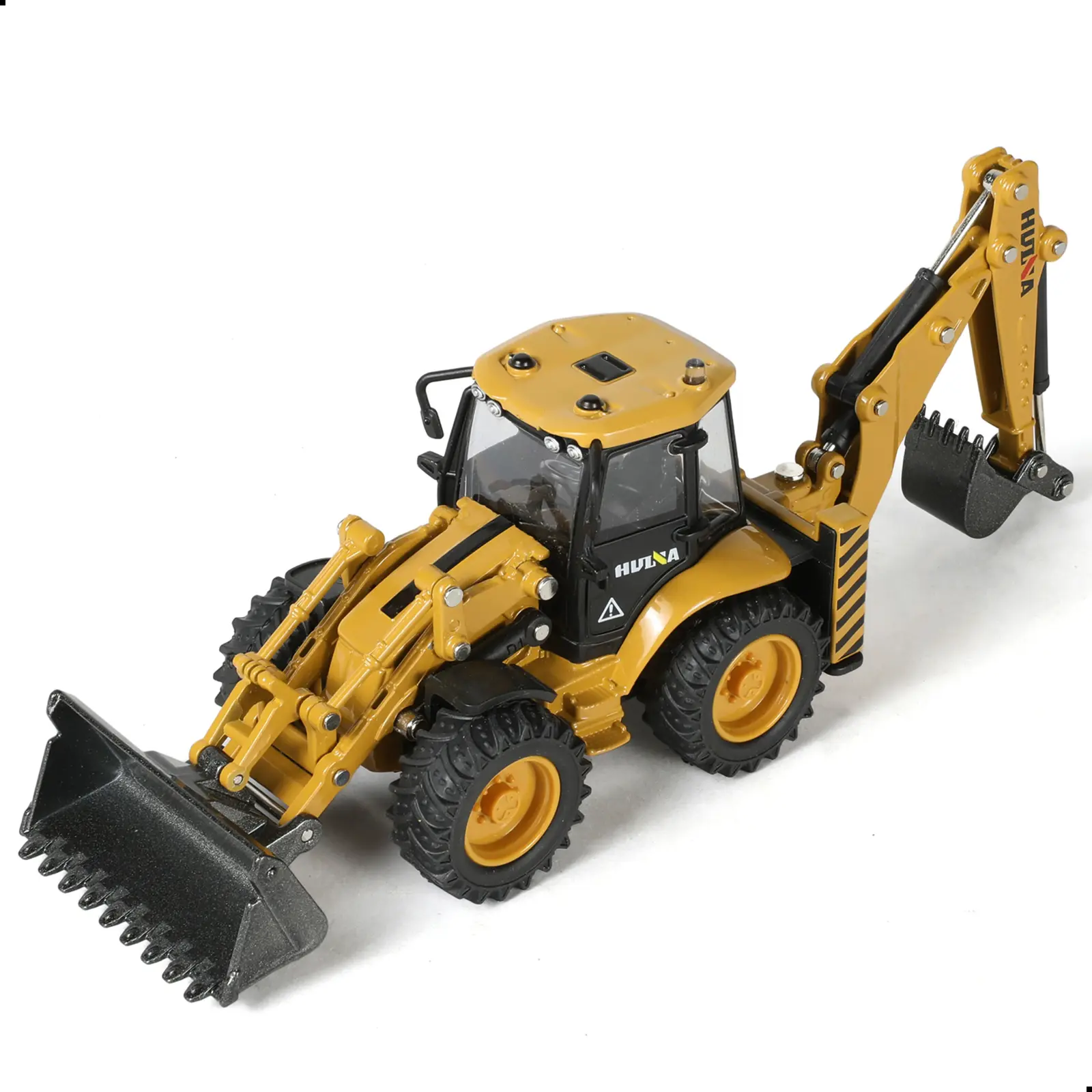 1/50 Realistic Metal Diecast Excavator Toy - Backhoe, Front Loader Bulldozer Construction Diecast Vehicles, Decorative Gift for Boys Ages 8+ - Yellow