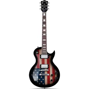 Leo Jaymz SC Series Electric Guitar – Mahogany Body, Laurel Fingerboard, Dual Humbuckers,Tune-O-Matic Bridge, C Neck, 18:1 Tuners (US Flag)