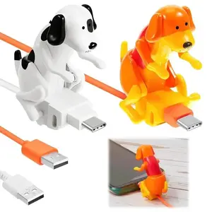 Funny Dog Charging Cable for Smartphones USB Data Transmission Mini Graduation Season Gift Compatible with Type-C iPhone Super Fast Charger TPE Material