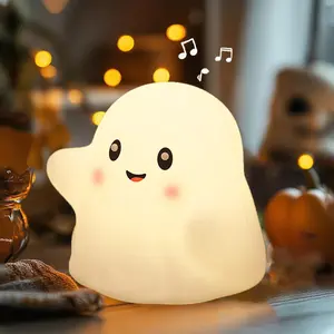 Ghost Design Night Light, USB Rechargeable Silicone Night Light with 13 Interactive Sound Modes, Decorative Light for Home Bedroom Living Room