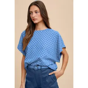 Annie Wear Checkered Round Neck Short Sleeve T-Shirt