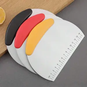 Stainless Steel Dough Cutter with Measuring Ruler, Essential Safety Kitchen Tool for Baking Pizza and Pastries, Perfect for Home Bakers, Kitchen Cooking Accessories