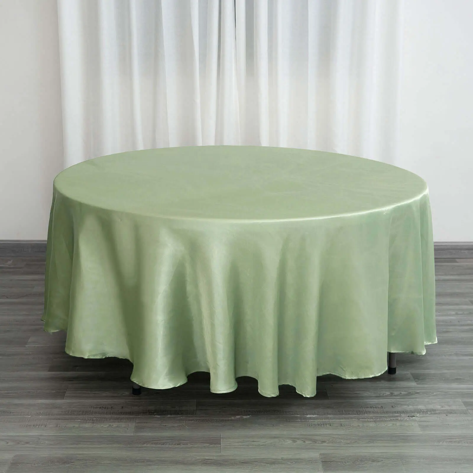Satin Round Tablecloth, 108in Sage Green - Smooth, Durable Table Cover for Photography Backdrops, Restaurant Decoration, Anniversaries