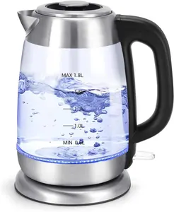 Electric  Kettles Glass for Boiling Water, Speed-Boil Electric Kettle,Hot Water Boiler Heater, Borosilicate Glass Teapot, Auto Shut-Off & Boil-Dry Protection, 1.8 Liter, 2 Year Warranty (glass)