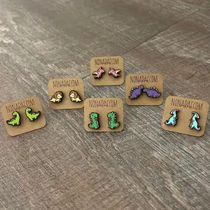 Dinosaur Earrings - Dino Earrings -wooden earrings- laser cut Earrings trex triceratops pterodactyl stegosaurus