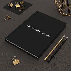 Hardcover Journal — "The Secret Covenant" Black Matte Notebook with Back QR Code