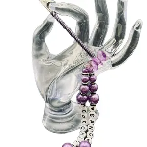 CG Purple & Black Coochie Clip with Amethyst Beads and Heart Charm for Stylish Accessory