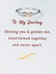 Minimalist Band Ring Infinity Ring with Card & Box, Synthetic Zirconia Inlay S925 Sterling Silver Material Perfect Bridal Engagement Ring Gift, Birthday Anniversary Present