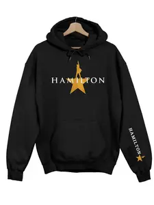Women's Hamilton Golden Star Crewneck Fitted Hoodie - Retro Vintage Broadway Musical Character Silhouette Graphic, Nostalgic Theater Aesthetic for Musical Lovers, Concert Events, Theater Trips, Edgy Streetwear, Casual Lazy Day Outfits, Womenswear