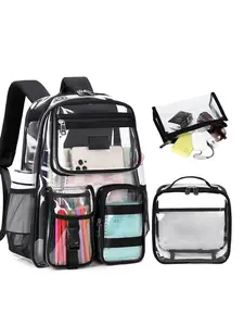3 Piece Clear Shoulder School Bag Set, Casual Temperament, Suitable for Students, Teenagers, Women, Work and Traveling