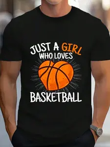 100% Cotton Just A Who Loves Basketball Merch Kids T-Shirt Women's Men's Graphic Tee Crew Neck summer vacation Tops