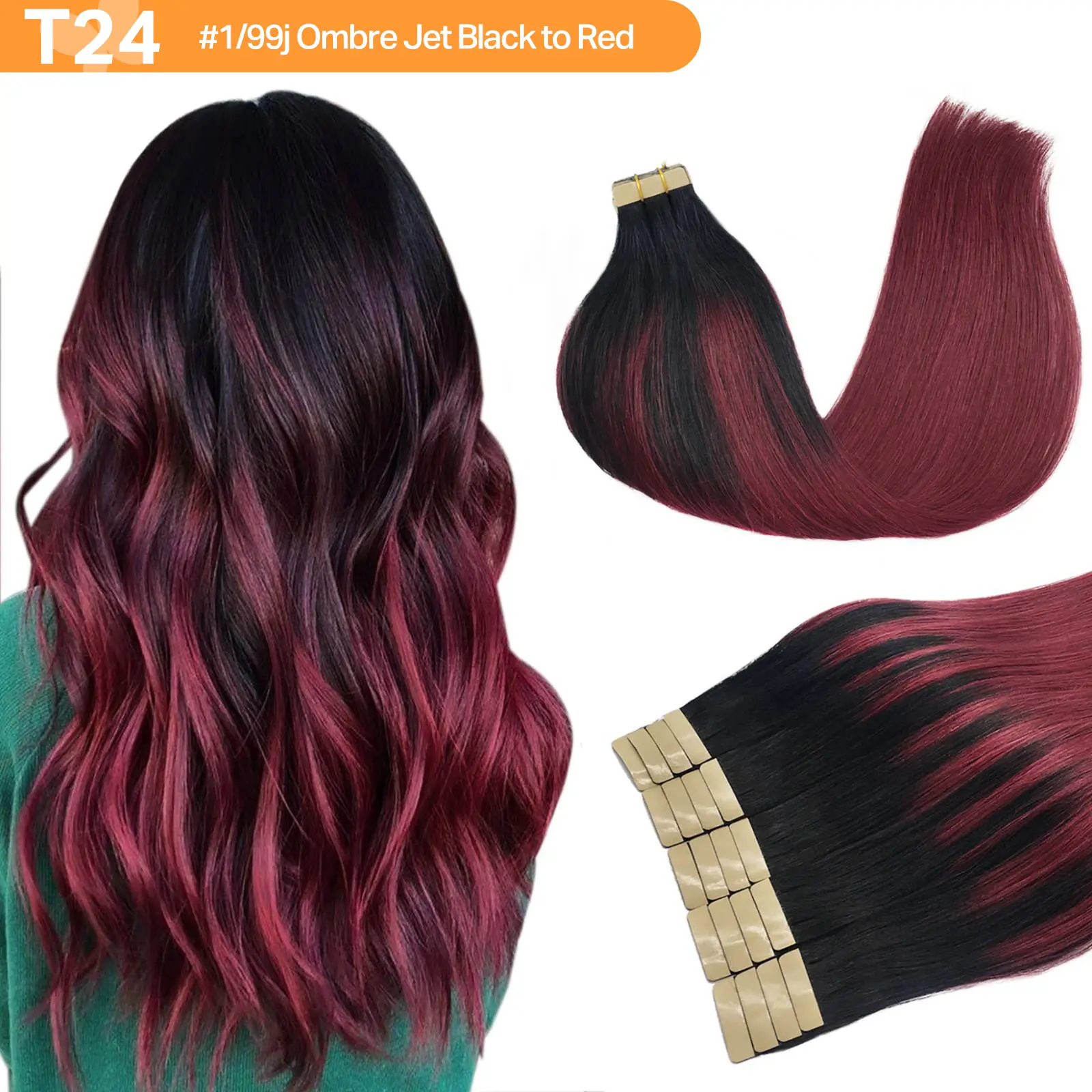 #(T1#/99j)P(T1#/99j) Ombre Jet Black to Red