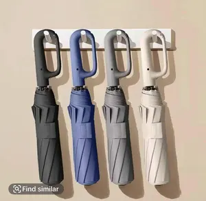 Ring Buckle Umbrella,2025 NEW Reflective Safety Strip, Sturdy Windproof, Travel Portable, Reverse Automatic, Portable Folding Umbrella for Rain&Sun,